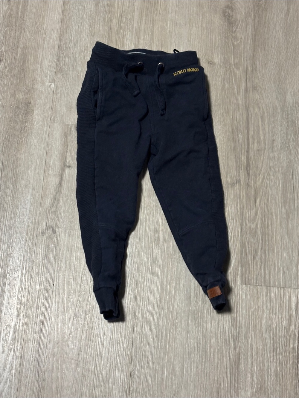 Kids Navy Rib-Panel Jogger Sweatpants